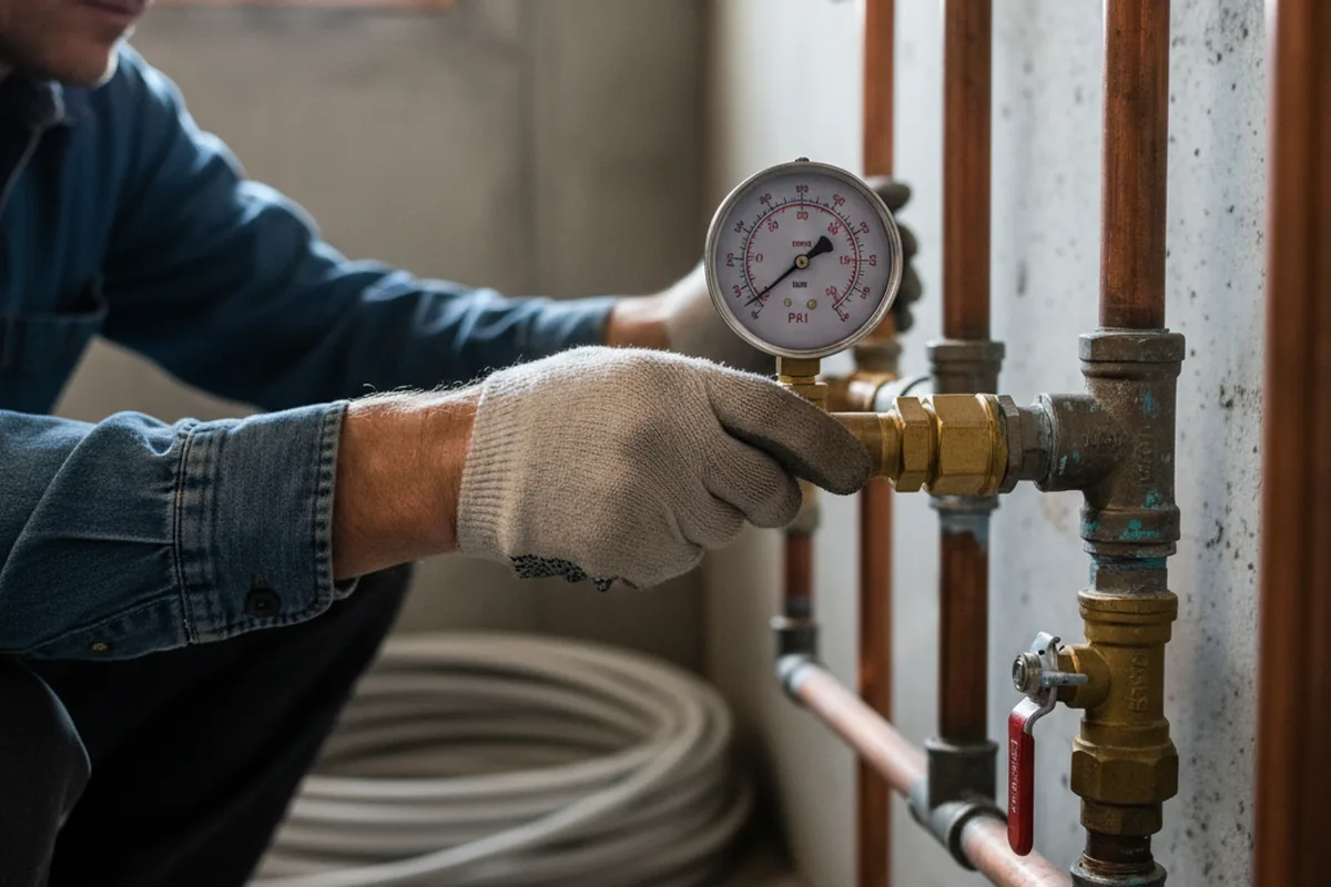 Pressure testing a repaired line during Water Line Repair in Ossian